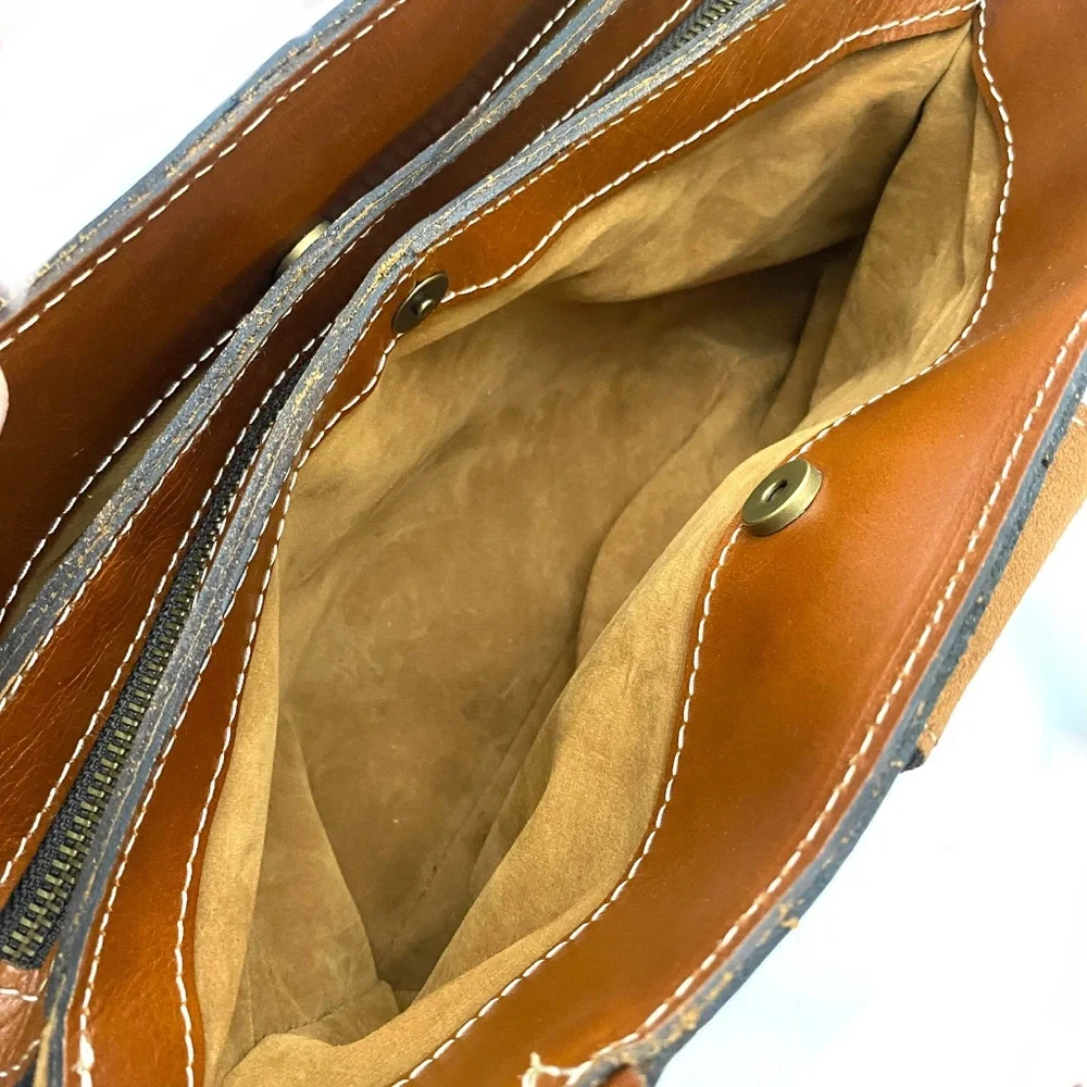 Patricia Nash Tan Rienzo Leather Heritage Collection Satchel